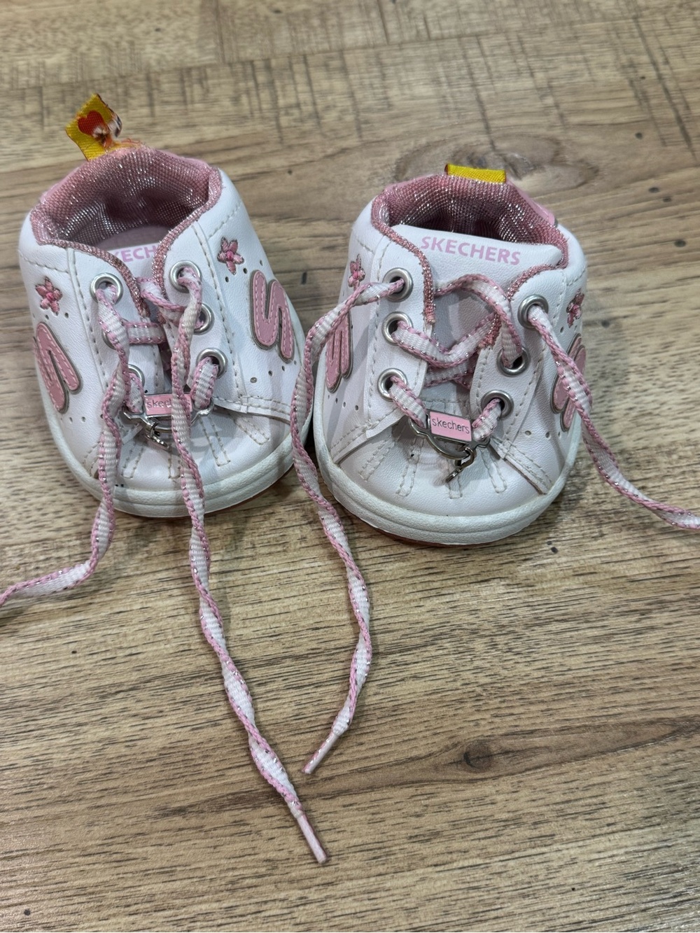 Build-A-Bear White and Pink Lace-Up Baby Sneakers